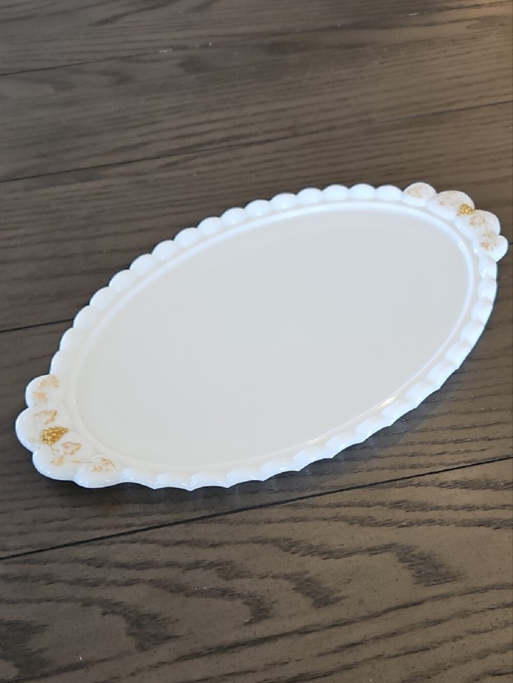 Vintage Milk Glass Dresser Tray Grape Paneled - Westmoreland